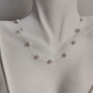 14K Gold "Floating" Freshwater Cultured Pearls Necklace